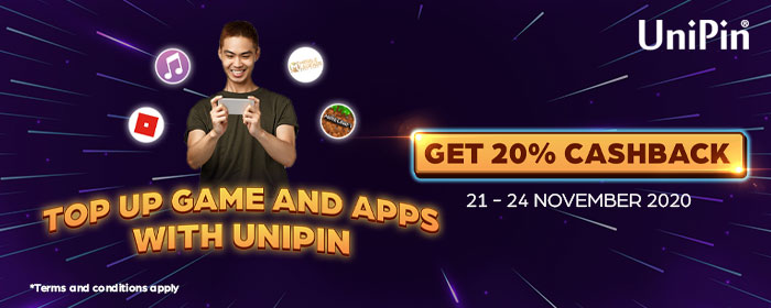 Top Up Games and Apps with UniPin Get 20% Cashback (Cambodia)